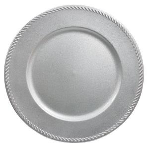Sousplat Redondo Borda Trabalhada Prata 33Cm
