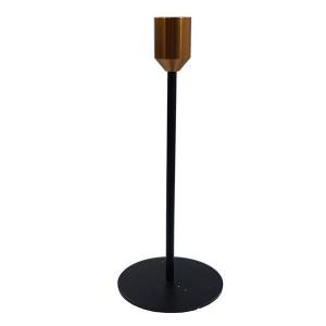 Castical Metal Natalino Preto com Dourado para 1 Vela 20X8Cm