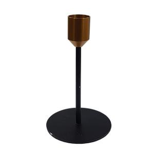 Castical Metal Natalino Preto com Dourado para 1 Vela 15X8Cm