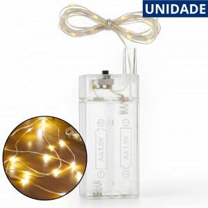 Pisca Natal Fio de Fada Led Branco Quente a Pilha 3Mt - Amigold