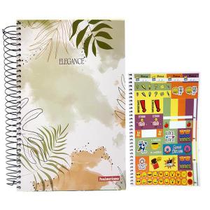 Caderno Elegance 240 Folhas com Bolsa e Adesivos