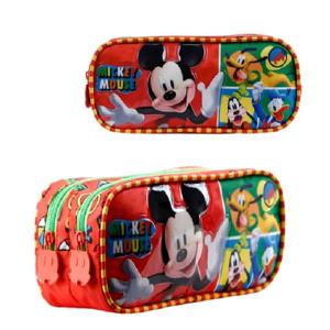 Estojo Escolar Duplo Mickey R C/2 Zipers 9X22X7Cm - Xeryus