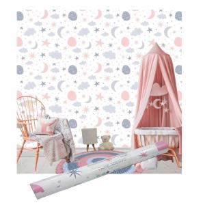Papel Decorativo Parede Autoadesivo Baby Girl 45Cmx10M - Brw