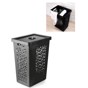 Cesto Telado Organizador Retangular com Tampa Preto 55 Litros - Uz.