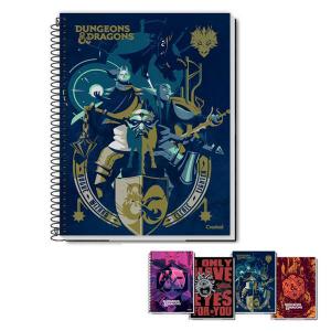 Caderno 16 Matéria 256 Folhas Capa Dura com Bolsa e Adesivo Dungeons e Dragons Unidade - Credeal