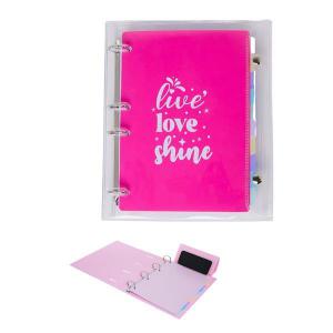 Caderno Argolado 80 Fls.c.flex. Transparente C/Rosa 10 Div. - Polibras