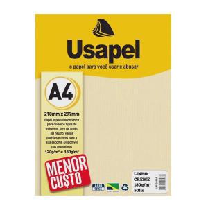 Papel Linho A4 210Mmx297Mm 180G/M Creme com 50 Folhas - Usapel