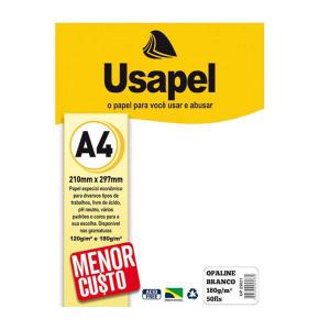 Papel Opaline A4 210Mmx297Mm 180G/M Branco C/50 Folhas - Usapel