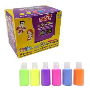 Tinta Guache Escolar Guachincel Neon com 6 Cores