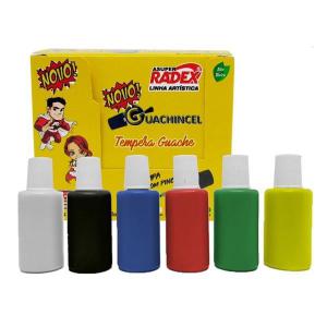 Tinta Guache Escolar Guachincel Neon com Glitter 6 Cores
