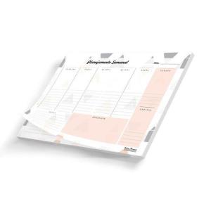 Agenda Permanente Planner de Mesa Semanal com 36 Folhas Unidade - Pauta Branca