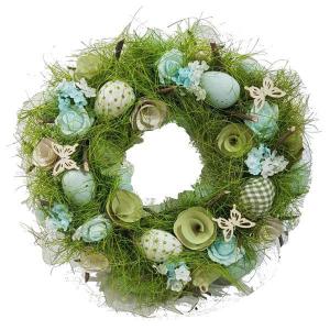 Guirlanda de Pascoa Rustica Azul e Verde com Ovos 35Cm - Iracema