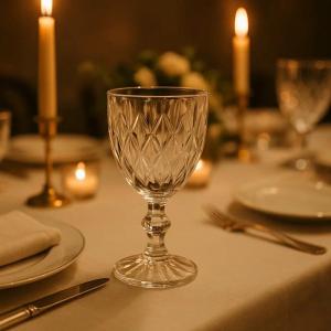 Taça Água Vidro Clear Diamante Durdays 330Ml Elegante
