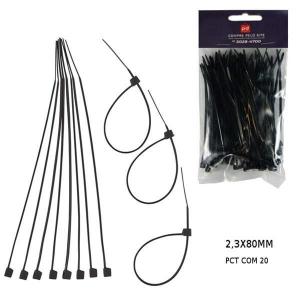 Lacre Nylon de Segurança Preto 2,3X80Mm com 20 Unidades- C.o