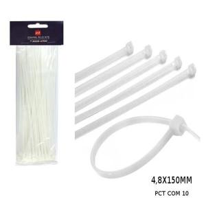 Lacre Plástico de Segurança Branco 4,8X150Mm com 10 Unidades- C.o