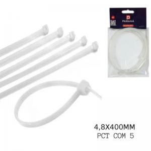 Lacre Nylon de Segurança Branco 4,8X400Mm com 5 Unidades- C.o