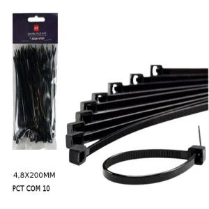 Lacre Nylon de Segurança Preto 4,8X200Mm com 10 Unidades- C.o