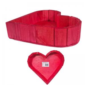 Cesta Coração Sem Alça Madeira Vermelho 6X23X23M Pequeno - Baeluan
