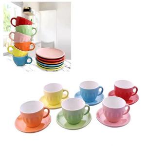 Jogo Xicara para Cha Ceramica Colorida com 12 Peças 210Ml - Cim
