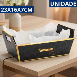 Cesta Papelão com Alça Decorada Premium Médio (23X16X7Cm) - Jr Embahlagem