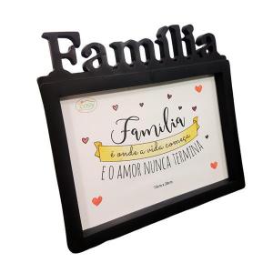 Porta Retrato Plástico 15X20 com Frase Famlia Horizontal Reto Preto - Fu Xing