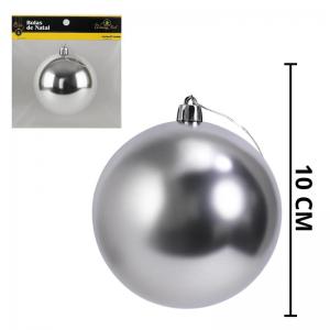 Bola Natal 100Mm Metalizada Prata Unidade - Wincy Natal