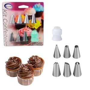 Kit Bico Metal P/Confeiteiro C/Adaptador Plastico 7 Peças - Interponte