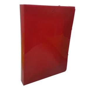 Pasta Plástica C/Aba Elástica Lombo 40Mm Oficio Vermelho Unidade - Polycart