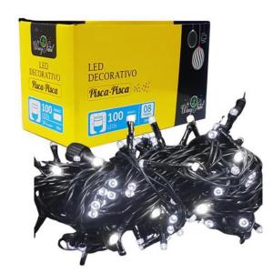 Pisca Natal Led Branco 100 Lampadas Sequencial 127V 9 Metros - Wincy Natal