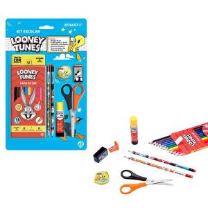 Kit Escolar Looney Tunes 7 Peças Leonora