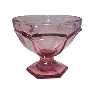 Taça de Vidro Rosa Sobremesa Decorativa Elegante