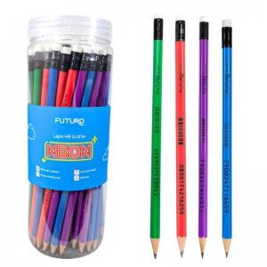 Lápis Neon Hb com Borracha Pote 72 Unidades