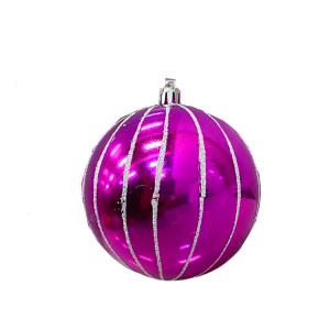 Bola Natal 100Mm Met.roxa C/Glitter Unidade - Cromus