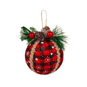 Bola Natal 80Mm Decorada com Festão e Pinha Unidade - C.o