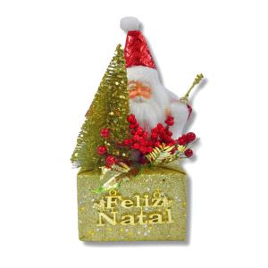 Enfeite Natal Papai Noel C/Caixa e Arvore 20X10 Cm
