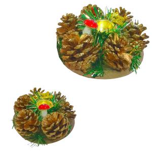 Castical Natalino C/Pinha para 1 Vela 12X5 Cm