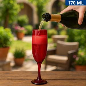 Taça Champanhe Vermelha Vidro 170Ml Elegante