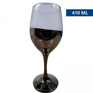 Taça de Vinho Elegance Vidro e Base Prata 410Ml