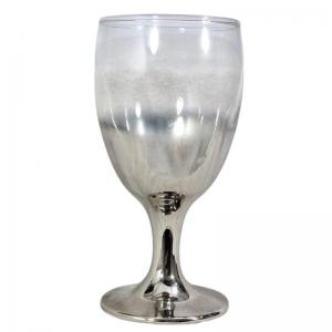 Taça de Vidro Água Base Prata 300Ml Elegante