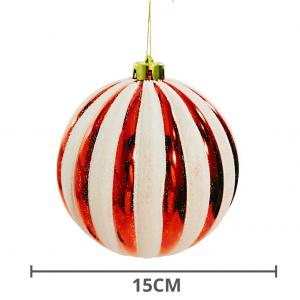 Bola Natal 150Mm Met.decor.vm e Branco C/Glitter Unidade