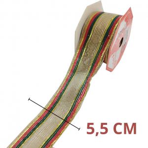 Fita Decorativa Poliester Juta C/Fio Dr Vm/Vd 10Mx5,5Cm