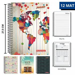 Caderno Espiral 12 Matérias Capa Dura Journey Panamericana