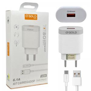 Carregador Rápido Tipo-C 30W O'gold Pd 100Cm