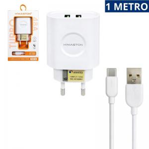 Carregador de Celular Turbo Tipo-C 4.8A H'maston Fonte/Cabo 100Cm - Pd Inova