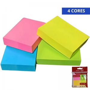 Bloco de Recado Post-It Neon 3,8X3,8Cm Colorido com 100 Folhas
