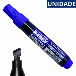 Marcador Permanente Radex Canetão Azul Ponta Chanfrada