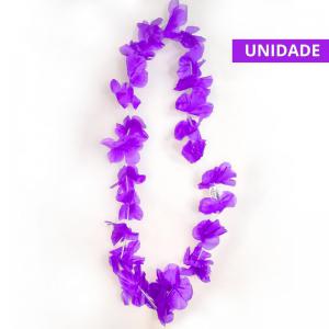 Colar Havaiano Roxo Plástico 48Cm Festa Tropical