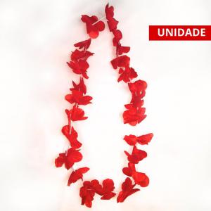 Colar Havaiano Vermelho Plástico 48Cm Festa Tropical