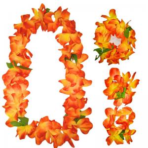 Kit Colar Havaiana Laranja Mesclado 4 Peças - Neotrentina