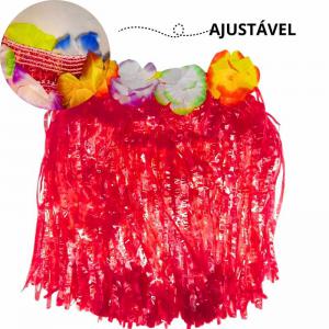 Saia Havaiana Vermelha Plástica Festa 30Cm